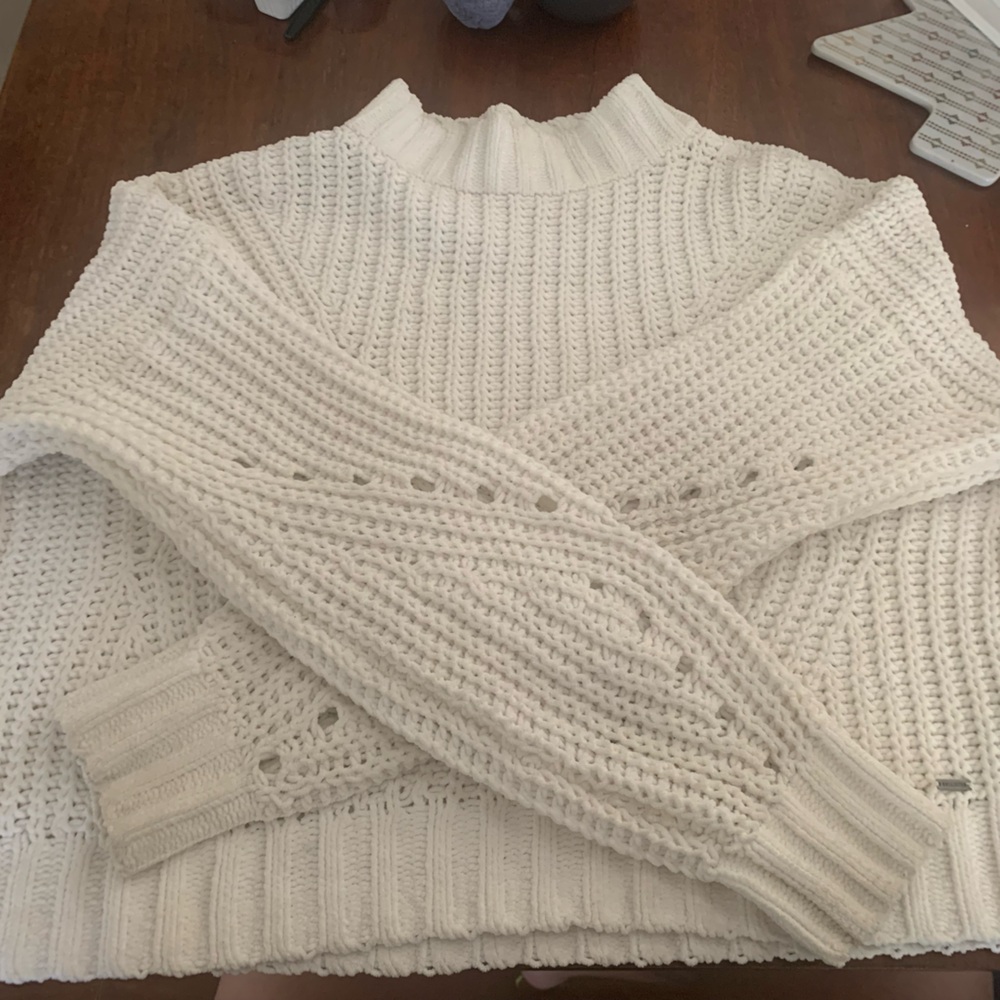 white thick sweater
